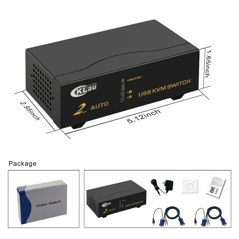 CKL 2Port USB VGA KVM Switch Support Audio Auto Scan with Cables PC Monitor Keyboard Mouse DVR NVR Webcam Switcher CKL-82UA
