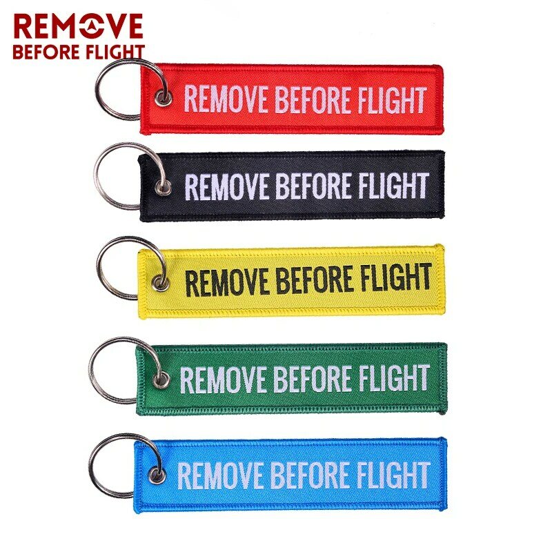 3 TEILE/LOS Entfernen Vor Flug Woven Schlüssel Tag Spezielle Gepäck Label Red Kette Keychain für Luftfahrt Geschenke OEM Schlüssel Ring schmuck