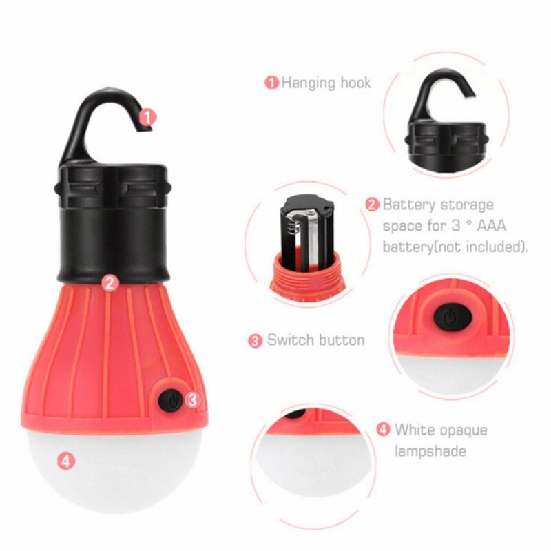Lámpara colgante para tienda de campaña, 3LED, 3 modos, Bombilla de emergencia SOS para exteriores, linterna de luz de emergencia, lámpara de ahorro de energía para senderismo