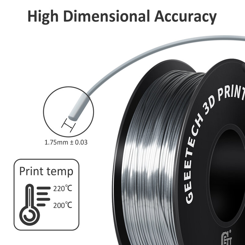 Geeetech 표준 PLA 필라멘트, 3D 프린터 플라스틱 소재, 정확도 0.03mm, 무료 배송, 대부분의 FDM 프린터에 적합, 1kg, 1.75mm