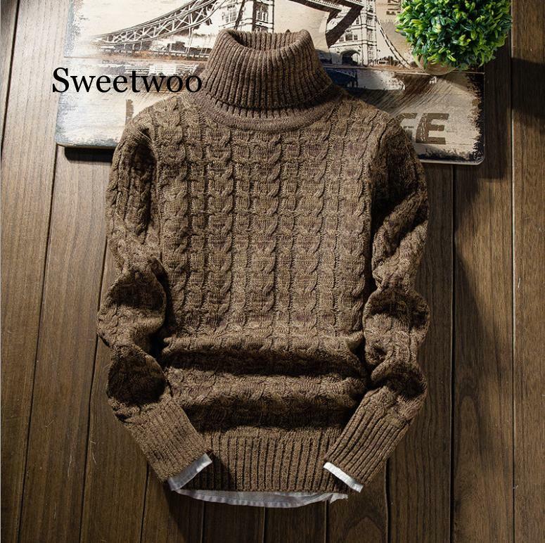 가을과 겨울 남성 따뜻한 터틀넥 한국어 버전 수리 라운드 칼라 청소년 의류, 겨울 두꺼운 니트 스웨터