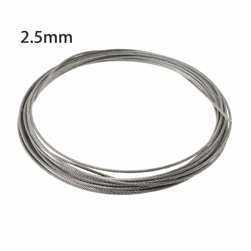 Câble de levage de pêche en acier inoxydable 304, corde à linge souple de 10m, 7x7, 0.5mm/ 0.8mm/1mm/1.2mm/1.5mm/2mm/2.5mm/3mm