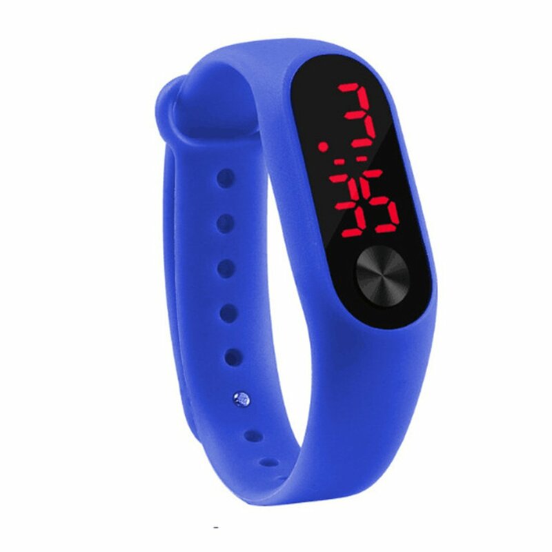 Relógio casual com pulseira para homem e mulher, relógio esportivo digital eletrônico LED branco com pulseira de silicone de cor colorido para crianças