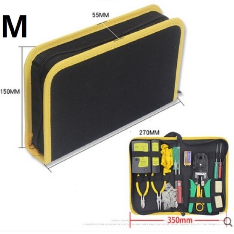 Cammitever-黄色のエッジを備えた電気技師のツールバッグ,はんだごての修理,電気ユーティリティバッグ,ポケット付き
