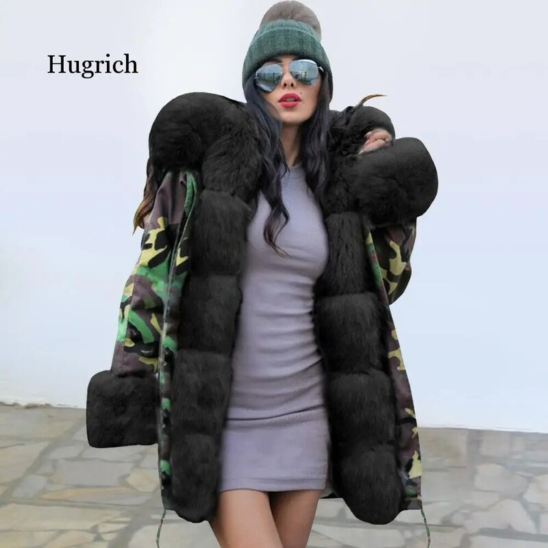 المرأة الشتاء القطن مبطن مع الفراء عالية الجودة ملابس أنيقة السيدات الدفء سترة معطف