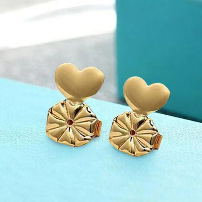 Boucle d'oreille réglable, en forme de cœur, en or et en argent, à la mode