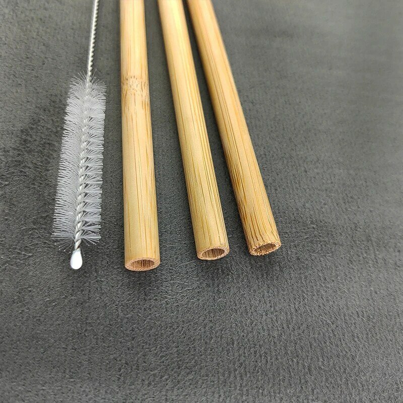 3 Buah/Set Bambu Alami Jerami Bisa Minum Sedotan dengan Case + Sikat Bambu Ramah Lingkungan Sedotan Bar Tools