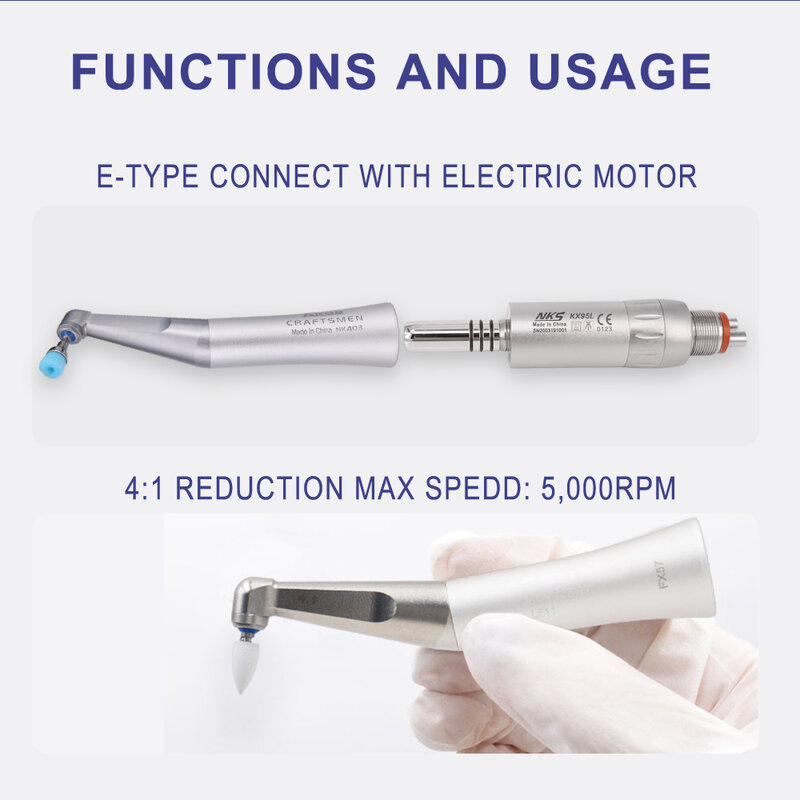 Ti-Max Low Speed Handpiece Set Dental Inner Water Channel Contra Angle Straight Air Motor Air Turbine Handpiece Dentist Student