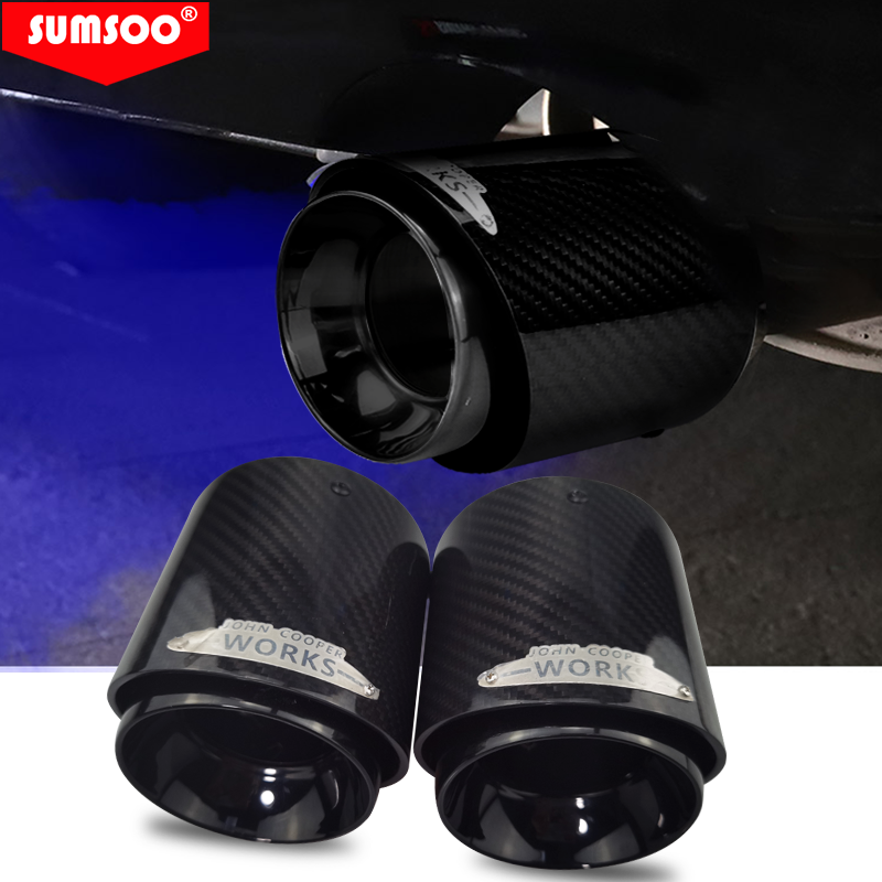 Echt Sumsoo 1Pcs Black Chrome En Koolstofvezel Uitlaat Tip Fit Voor Mini Cooper Uitlaat Tip R55 R56 R57 r58 R59 R60 R61