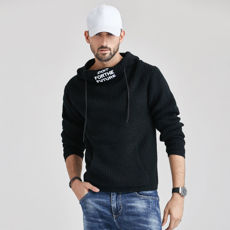 CHAIFENKO 남자 브랜드 캐주얼 후드 스웨터 남자 새로운 가을 패션 니트 후드 남자 Streetwear 고품질 솔리드 남자 스웨터