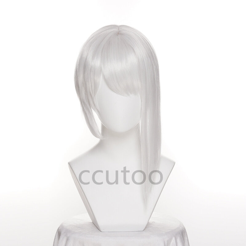 Jogo cosplay peruca nier replicante kaine peruca feminina prata branco resistente ao calor syntehtic cabelo + peruca livre boné