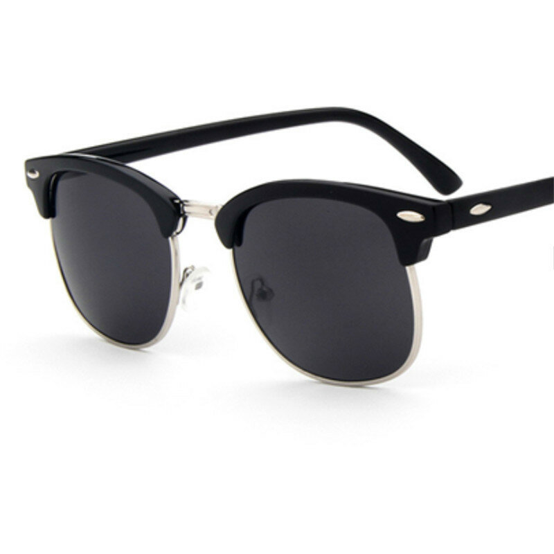 Мужские и женские солнцезащитные очки, винтажные классические полуочки в полуоправе, UV400