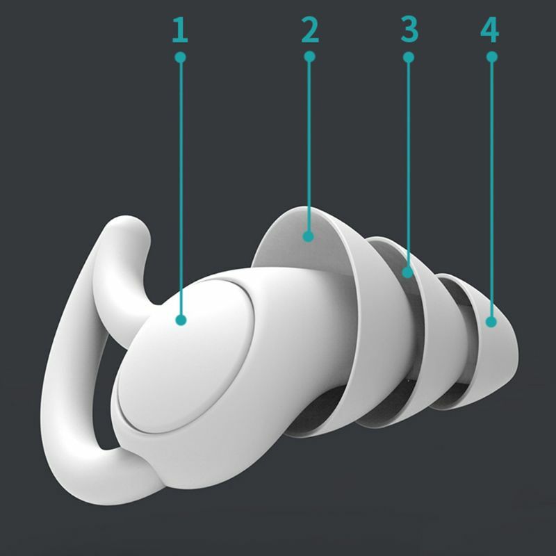 Tampões auditivos de silicone macio com redução de ruído Tampões afilados Isolamento sonoro e sonoro Protetor de ouvido 2 camadas 3 camadas 1 par
