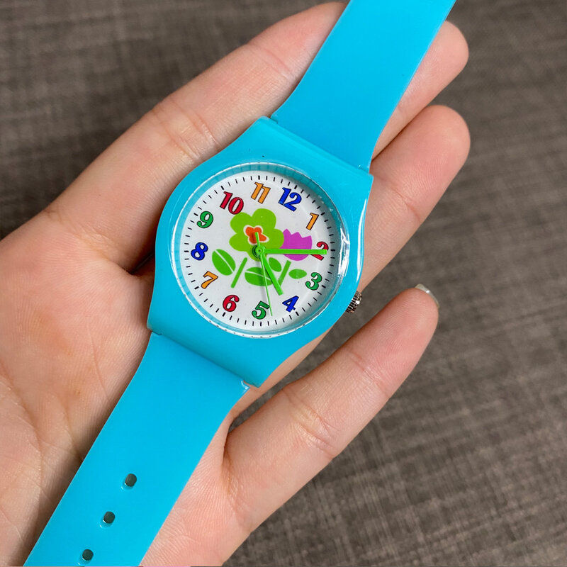 2020 детские часы белый розовый синий маленький цветок кварцевые часы мальчик девочка Силиконовые наручные часы Рождественский подарок Relogio
