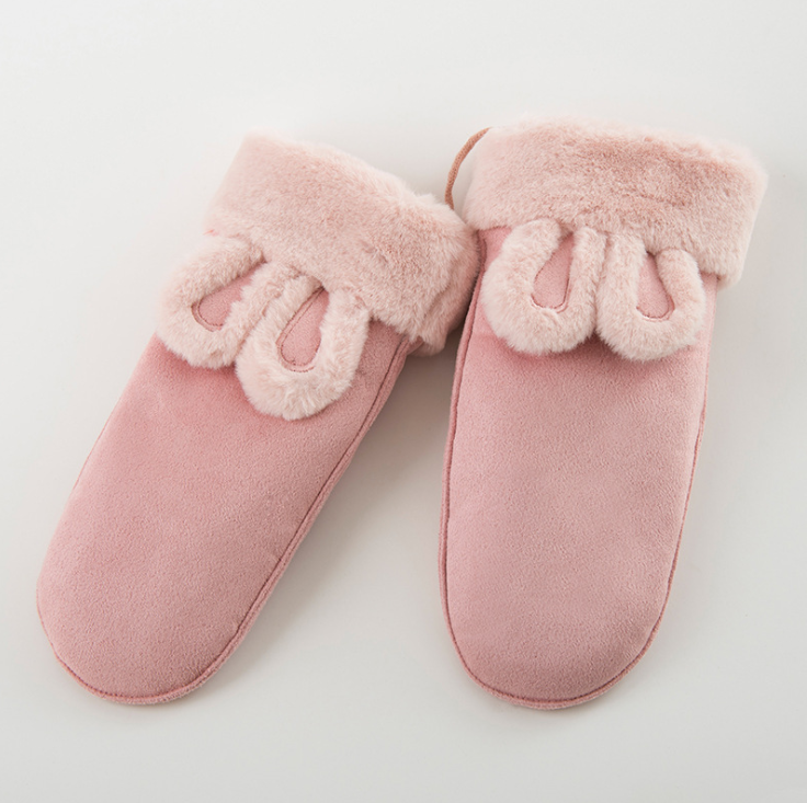 Корейские новые зимние замшевые перчатки плюшевые женские перчатки
