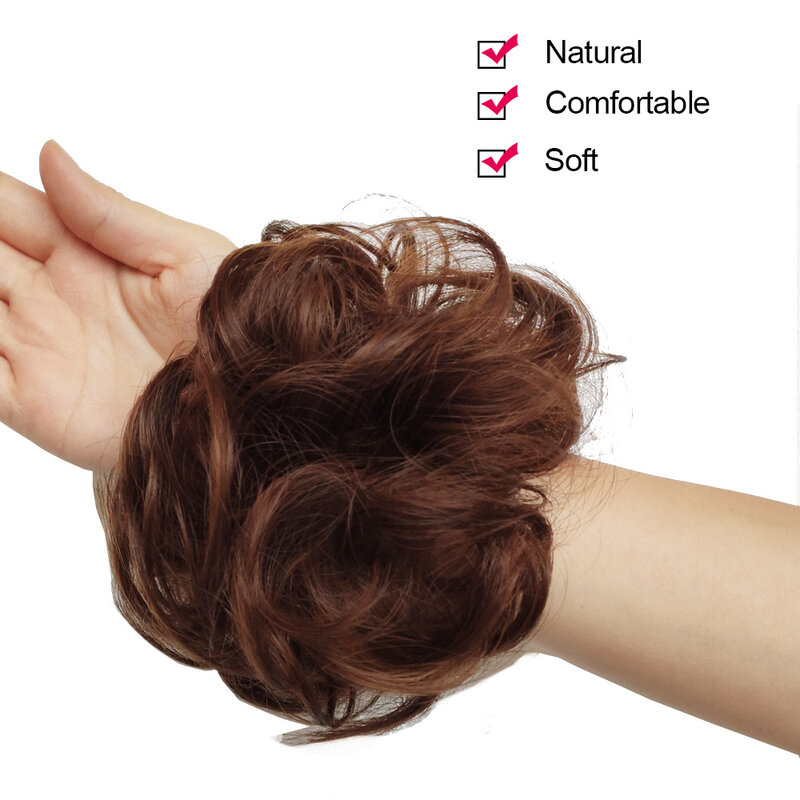 Синтетический гибкий эластичный женский грязный пучок для волос черно-коричневый блонд кудрявый шиньон для волос