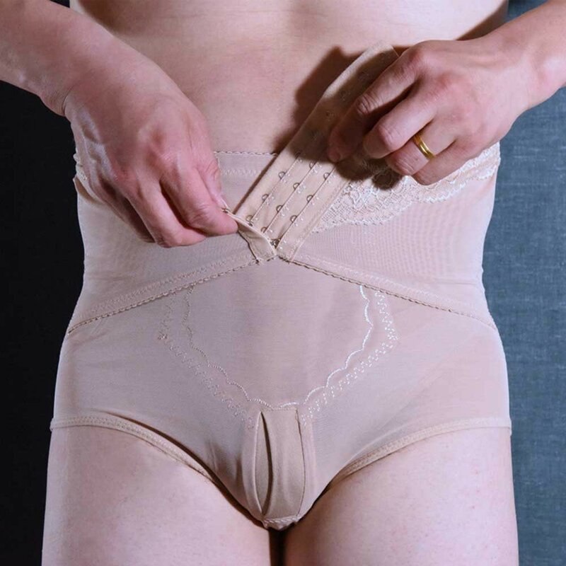 Męskie urządzenie do modelowania sylwetki bielizna brzuch gorset modelujący Shapewear Penis płaszcza/z gąbką uwypuklającą wysoki pas wyszczuplający w talii trener majtki