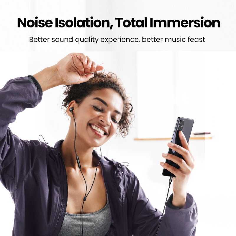 UGREEN Earphone Berkabel dengan Mikrofon In-Ear 3.5Mm Earphone Noise Cancelling USB Tipe C Lightning untuk Headphone iPhone Xiaomi