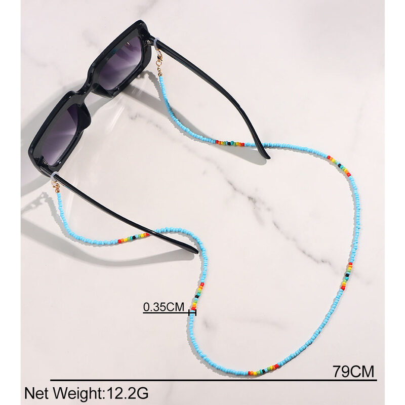 Playa Arco Iris cuentas gafas de sol cadena caramelo cuenta de arroz gafas titular joyería máscara cordón correa hecha a mano gafas Accesorios