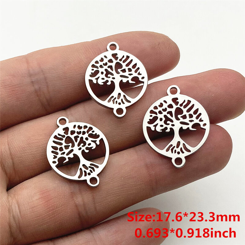5pcs 17*23mm Plant Tree Connector Stainless Steel Fit Bracelet Tree Connectors Jewelry Handmade Diy Necklace Bracelet Making