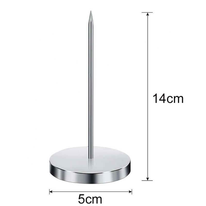 2Pcs Safe Memo Holder Spike Stick Straight Rod Metal Receipt Bill Paper Note Holder Spike with Stand Office Table Tool