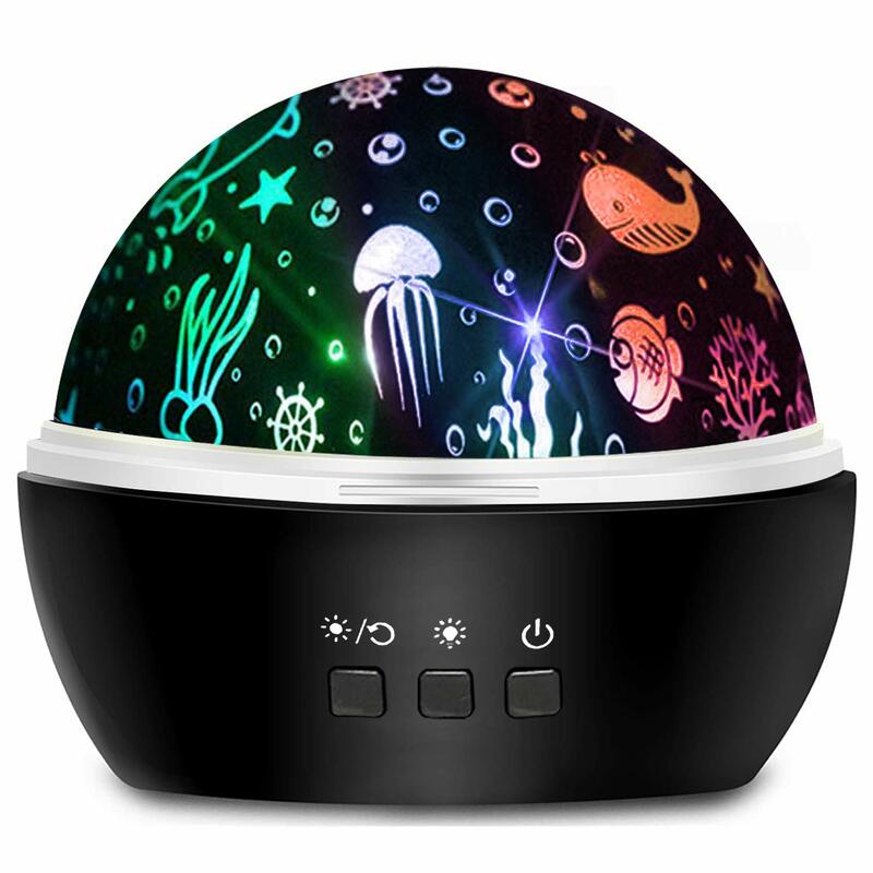 Kids Night Light 360° Rotating Starry Night Light Projector for Baby, Ocean Wave Projector for Kids Bedroom Decoration