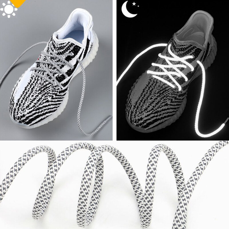 1Pair Reflective Shoelaces Sneaker Shoelace Sport Shoelaces Round Rope Shoe Laces Length 120CM Shoelaces Strings