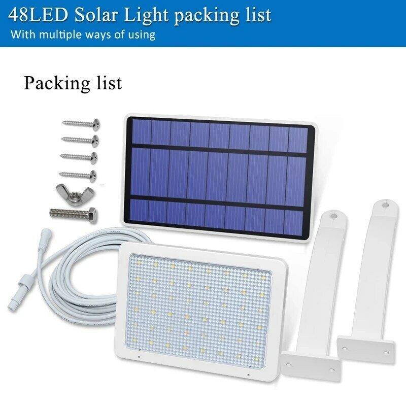Lampe solaire 48 LED, étanche, extérieur pour rue, jardin et mur, angle éclairage large