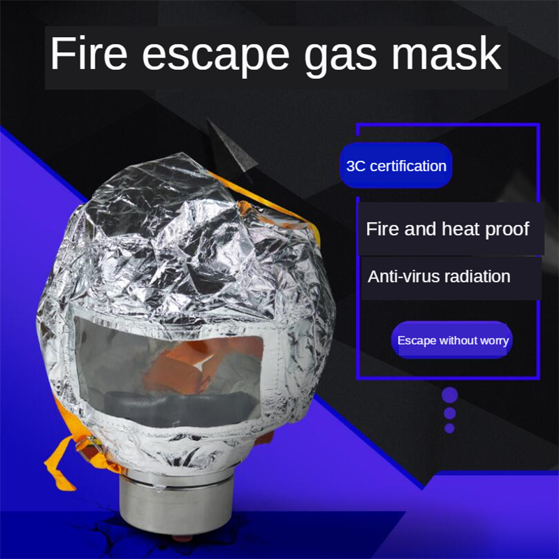 Masker Gas Darurat Keselamatan Respirator Karbon Debu Api Anti-merokok Sertifikasi 3C Paksa Tudung Pelarian Api PM016