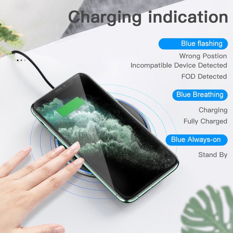 Essager 15W Qi Wireless Charger Fast Wireless Phone Charging Induction Pad For iPhone 12 11 Pro Max X Xiaomi mi 10 Samsung S20