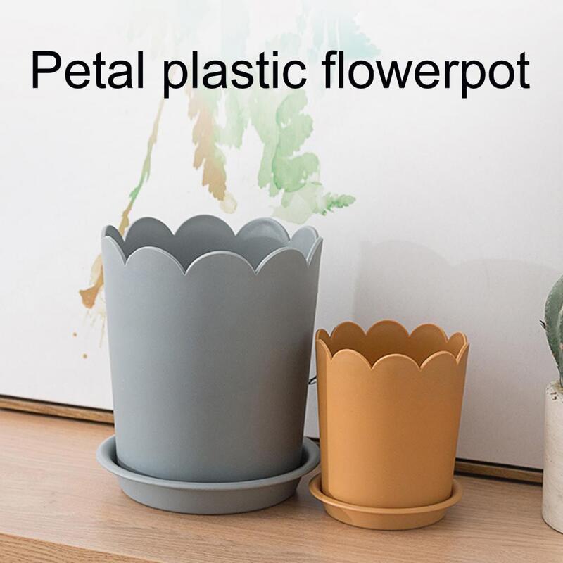 80%HOTFlowerpot All Match Bright-colored Plastic Petal Edge Large Opening Flower Planter for Home
