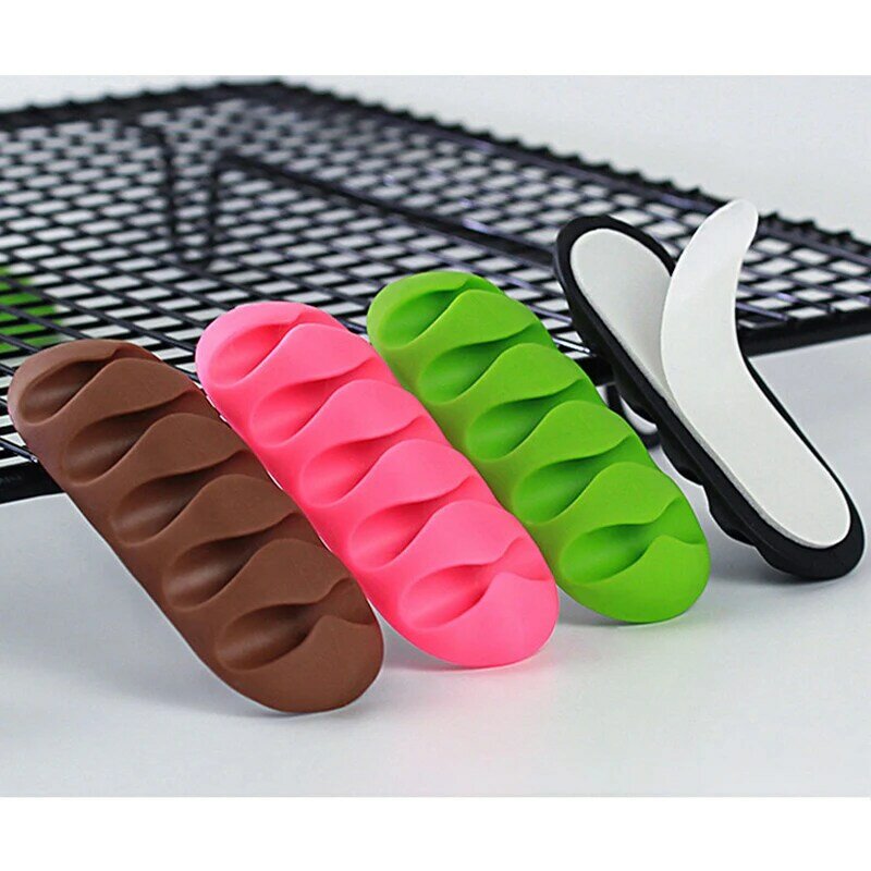 5-Clip Earphone Cable Winder Organizer Charger Cable Holder Fixing Clips USB Tie for PC TV USB Cable Earphone Wire Protector