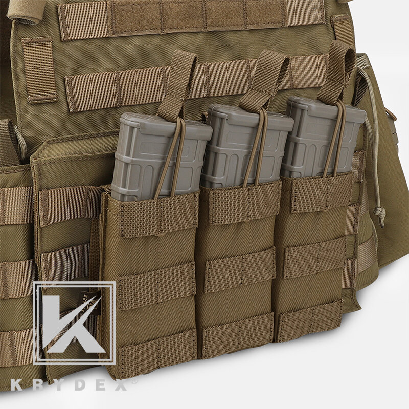 KRYDEX-bolsa táctica MOLLE de 5,56mm, accesorio de caza, con correa para cargador, Individual/doble/Triple, para M4 M16