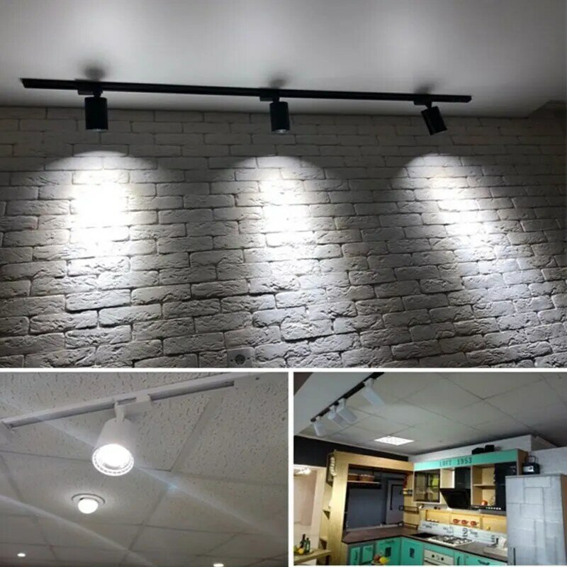 Set LED Track Lamp 3 Color Change  110v 220v Track Light Spot Lighting Fixture COB 12/20/30W Spotlight For Store kitchen Indoor