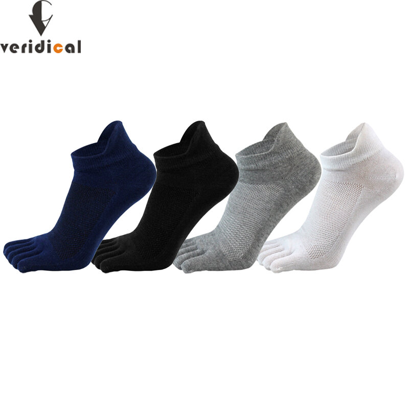 VERIDICAL สีทึบผ้าฝ้ายข้อเท้าห้านิ้วถุงเท้าสำหรับ Man นุ่มยืดหยุ่นทนทาน Breathable ระงับกลิ่นกายถุงเท้าที่มีนิ้วเท้า