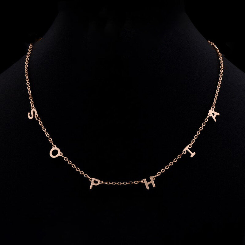 Оригинальное однотонное золотое ожерелье с буквой 14 к, ожерелье под заказ, ожерелье с именем ожерелье с буквами, золотое ожерелье с несколькими элементами, подарки