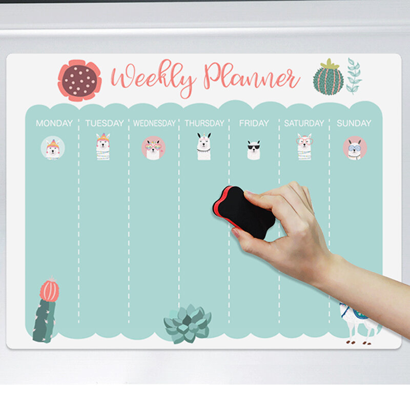 Pianificatore mensile settimanale magnetico calendario Set programma cucina lavagna a secco lavagna per bambini a parete disegno di messaggi adesivi per frigorifero