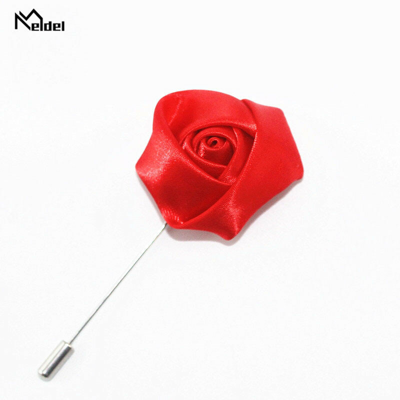 Meldel-Pin de Boutonniere para hombre, ramillete de boda, flor de rosas de seda, rosa, boda