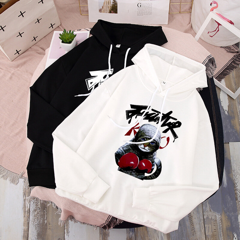 2020 primavera casacos de inverno menino menina amigo presente animal boxing gato moletom casal camisa dos homens hoodies pulôver punk streetwear