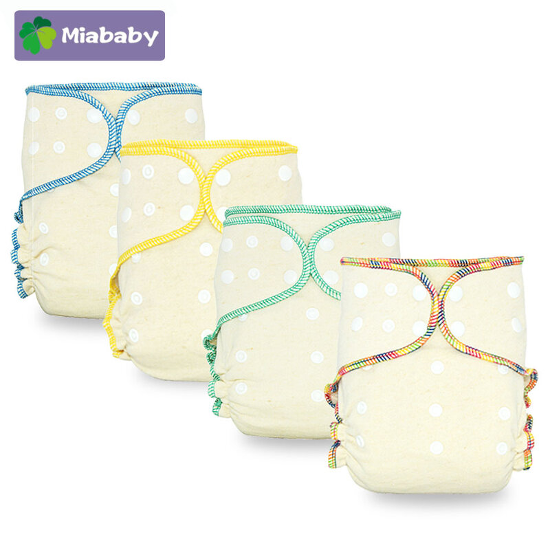 Miababy-pañal ajustado de tela de cáñamo Natural para bebés, 5-15kg