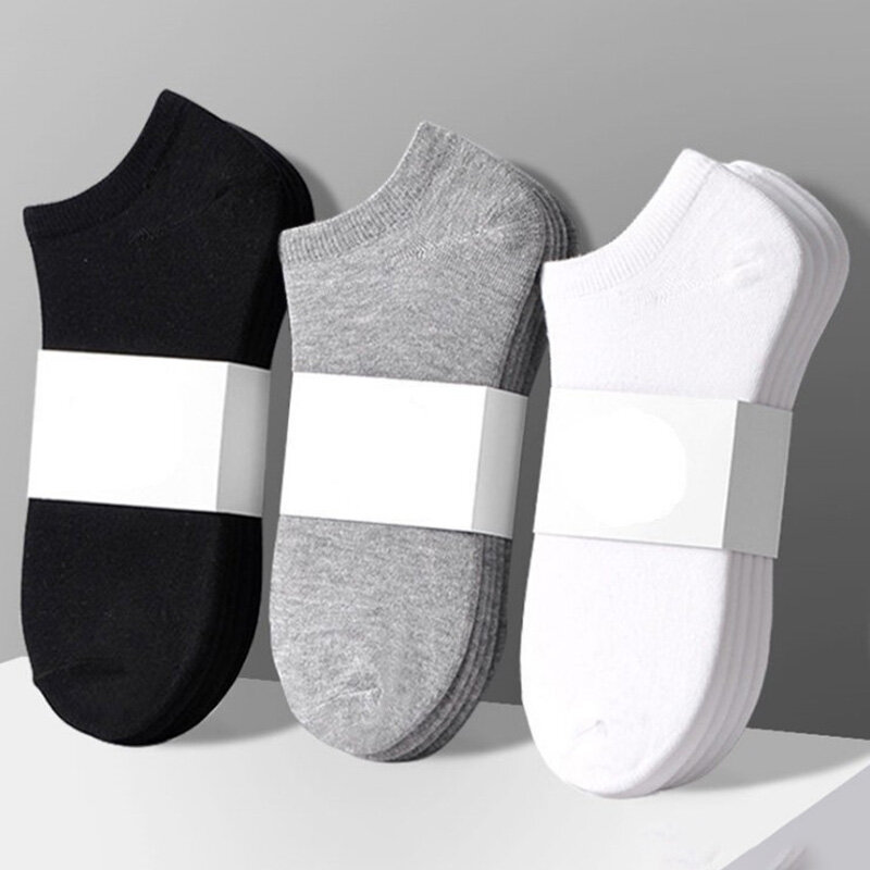 Unisex monocromático algodão meias curtas, Casual Business Sock, Streetwear, homens e mulheres, 5 pares por lote