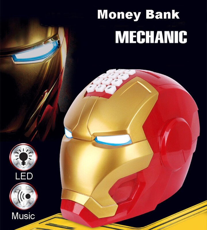 Electric Automatic Piggy Bank Safe box with music Mechanic Money Roller Iron Man ATM Cash Tank Kid Children's Gift Money Storage