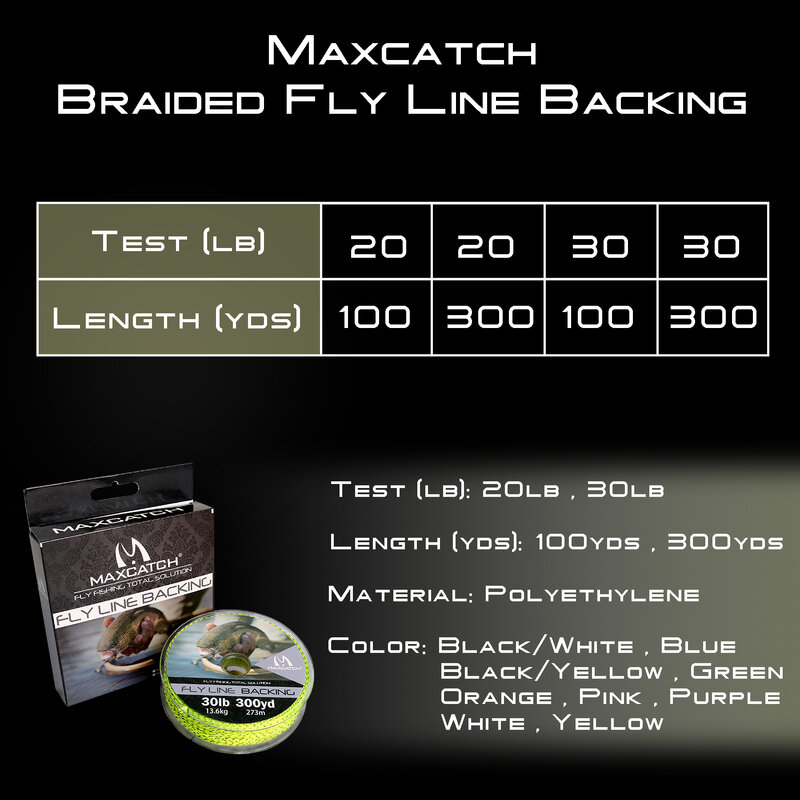 Maximumcatch-Trançado Backing Linha de Pesca, Multi Color Fly Line, 20, 30LB, 50, 100 jardas, 300 jardas