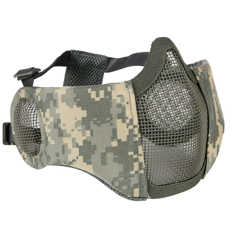 Składana półmaska Airsoft maska siatki z ochrona słuchu, taktyczna wojskowa dolna maska ochronna nos usta Protector