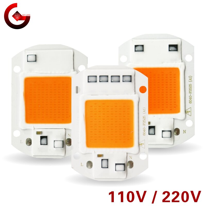 Full Spectrum Led Grow Chip 10W 20W 30W 50W 110V 220V cob grow light chip 380nm-840nm for Indoor Plant Seedling Grow and Flower