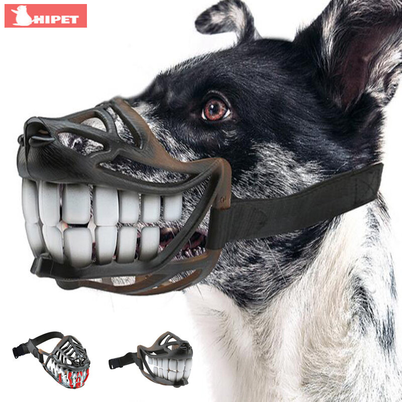 Funny Dog kaganiec regulowane psy domowe osłona na usta oddychająca Anti Bark Bite Chew bezpieczeństwo średnie duże psy ochraniacz na zęby