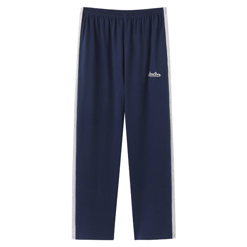 Male pajamas summer cotton long pants Japanese style simple elastic waist casual big yards 5XL pure color men home sleep bottoms