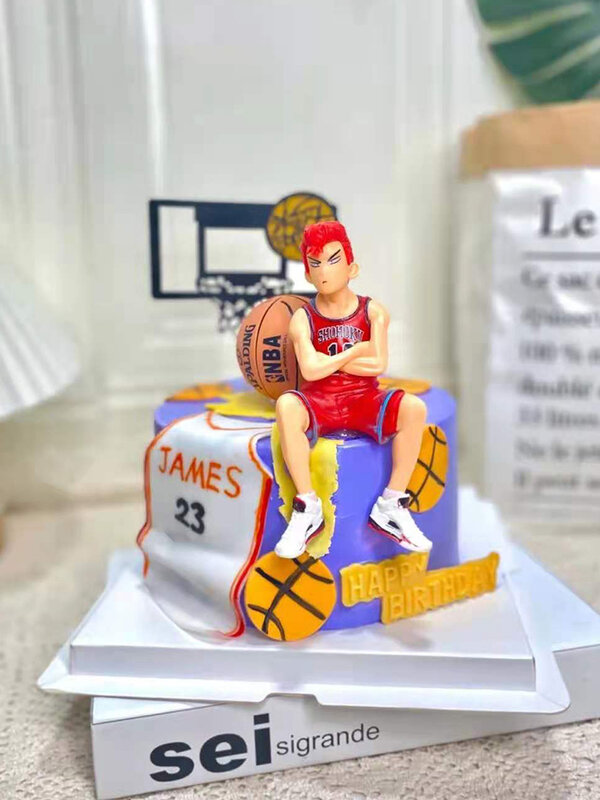 농구 테마 생일 축하 컵케익 토퍼, 귀여운 스포츠 팬 케이크 토퍼, 소년 생일 파티 디저트 케이크 장식 선물