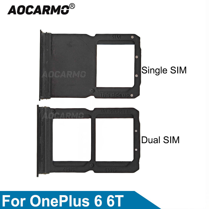 Aocarmo المزدوج وواحد سيم بطاقة مايكرو حامل نانو سيم صينية فتحة ل OnePlus 6 6T استبدال أجزاء