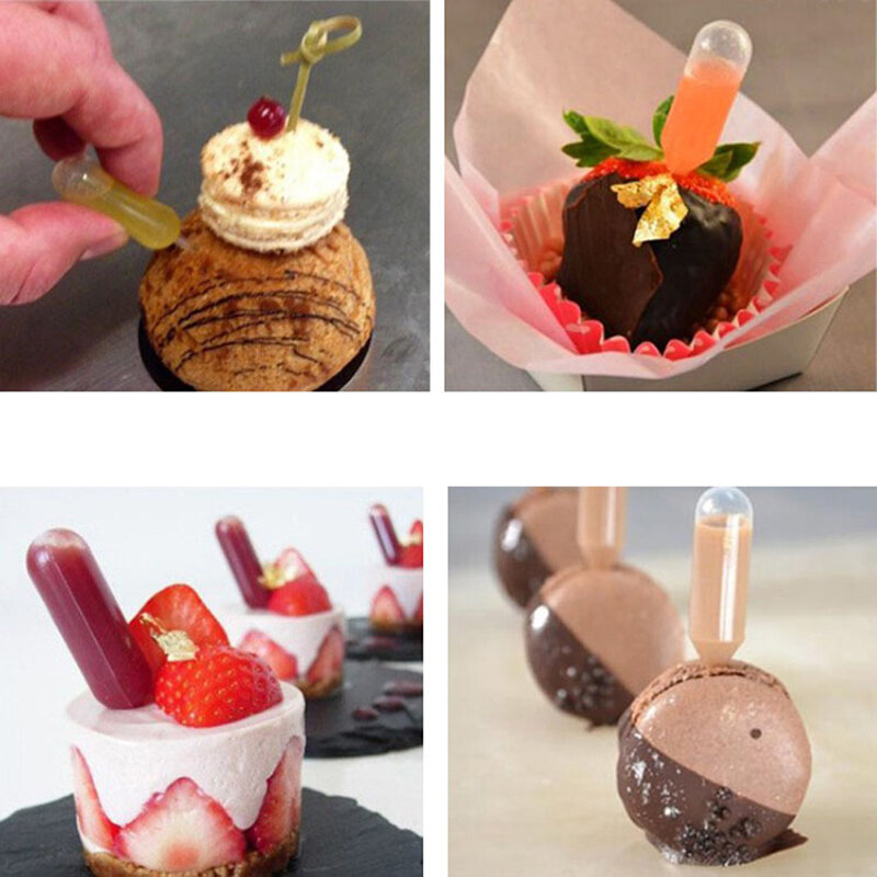 뜨거운 판매 50 개/몫 4ml 플라스틱 스퀴즈 전송 피펫 Dropper 일회용 피펫 딸기 컵케익 아이스크림 초콜릿